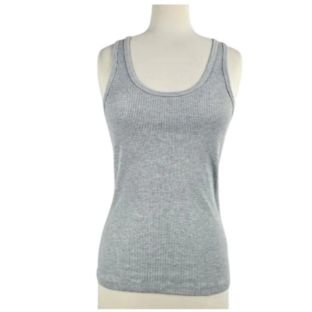 Agolde Bianca Tank Heather Grey Ribbed Size Large